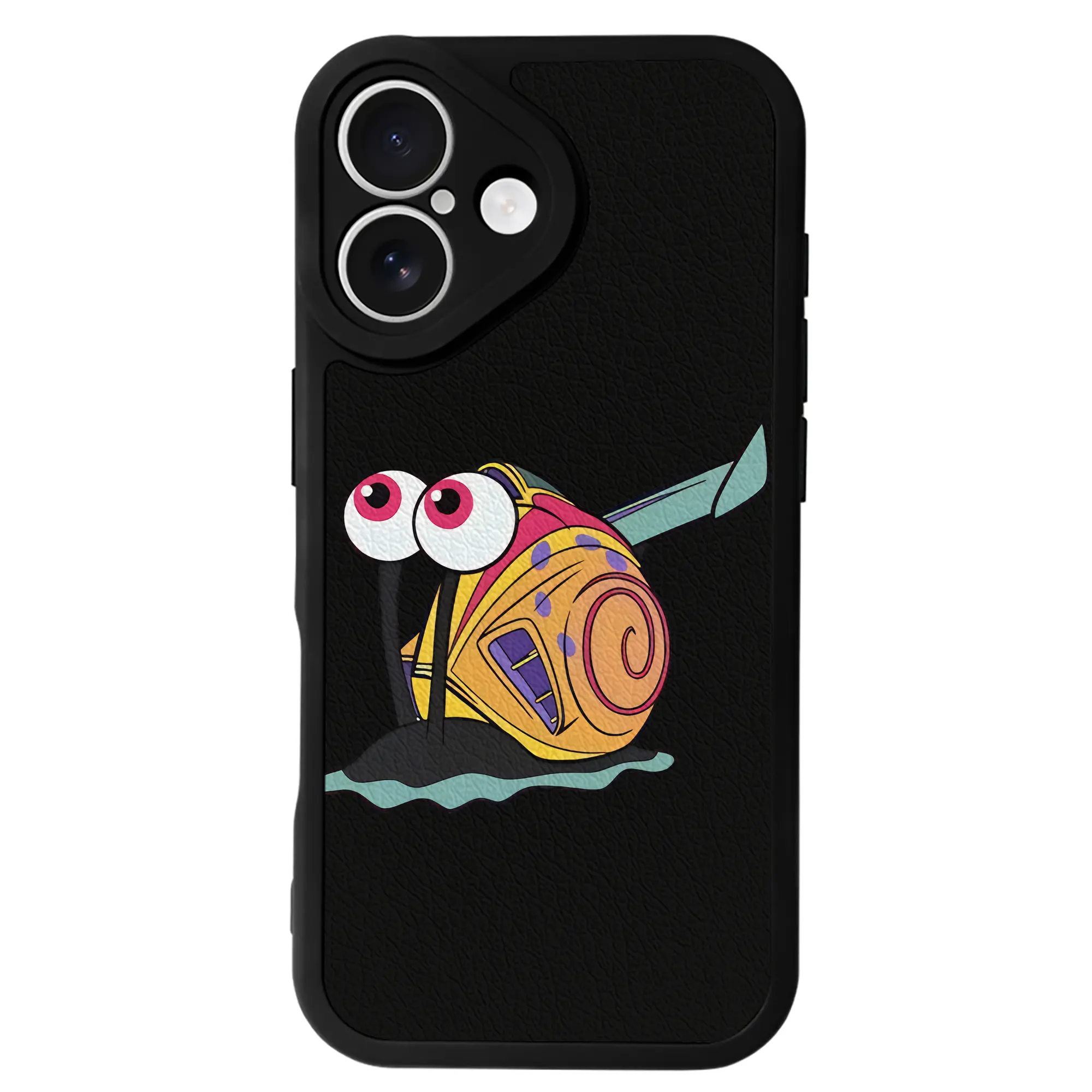 スポンジボブ グッズ カタツムリさん - IPhone 16シリーズ対応 ・ シリコンスマホケース ・ レザー調 ・ 高精度フィット ・ 耐衝撃 ・ ワイヤレス充電対応 ・ 精密カット